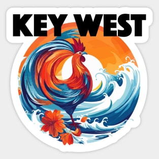 Key West - Rooster (with Black Lettering) Sticker